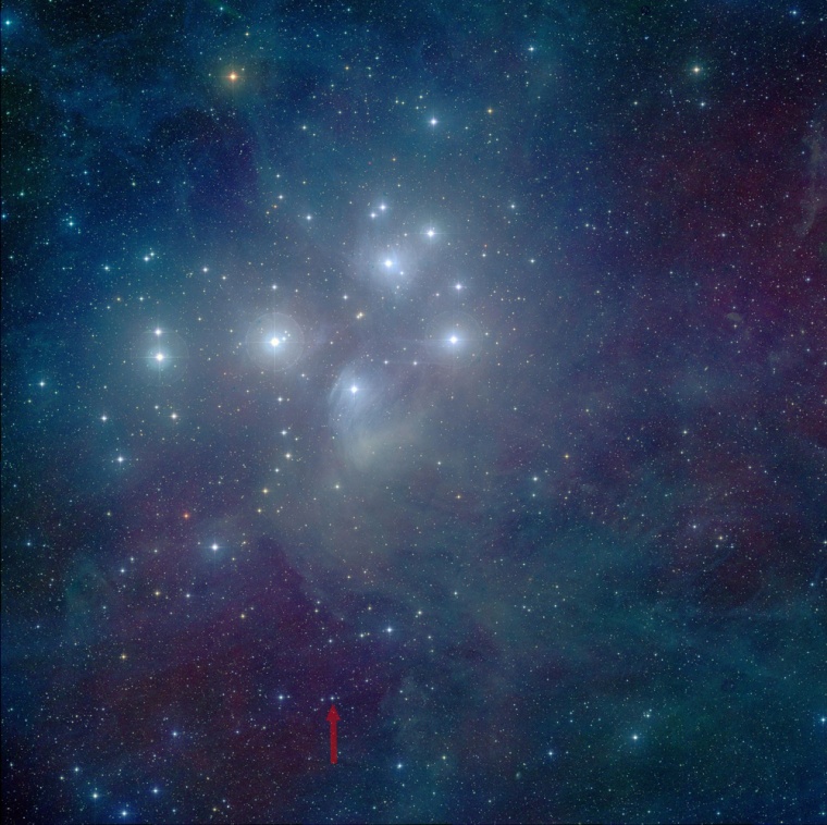 Image: Color composite image of the Pleiades star cluster