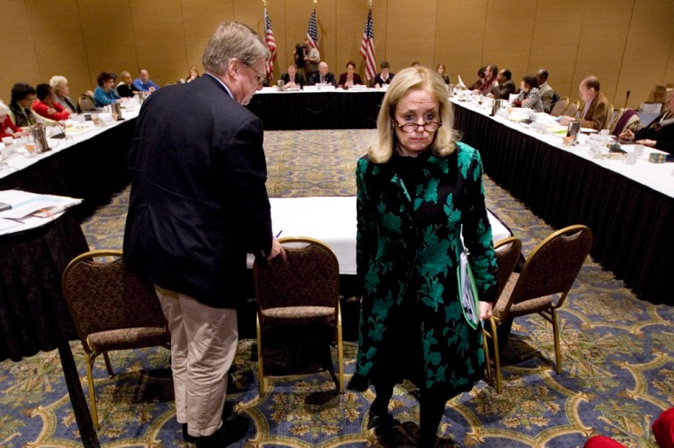 Image: Michigan Democratic Party Chairman Mark Brewer, left, and committee member Debbie Dingell.