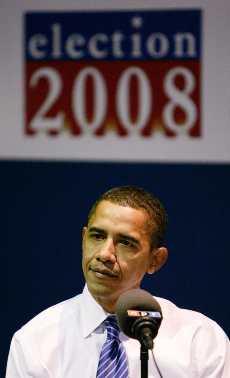 Image: U.S. Senator Barack Obama attends a Public Radio Debate in Des Moines