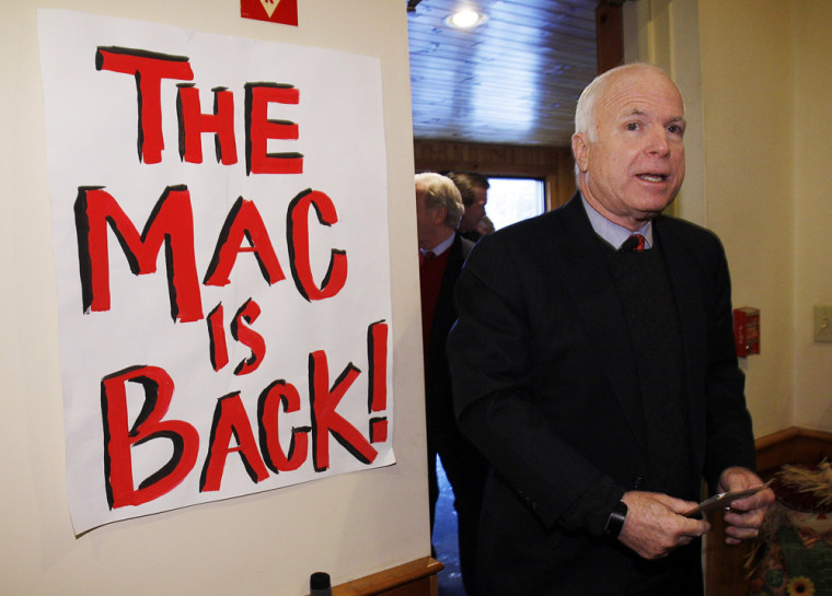 Republican presidential candidate U.S. Senator John McCain arrives for a campaign stop in Hillsborough