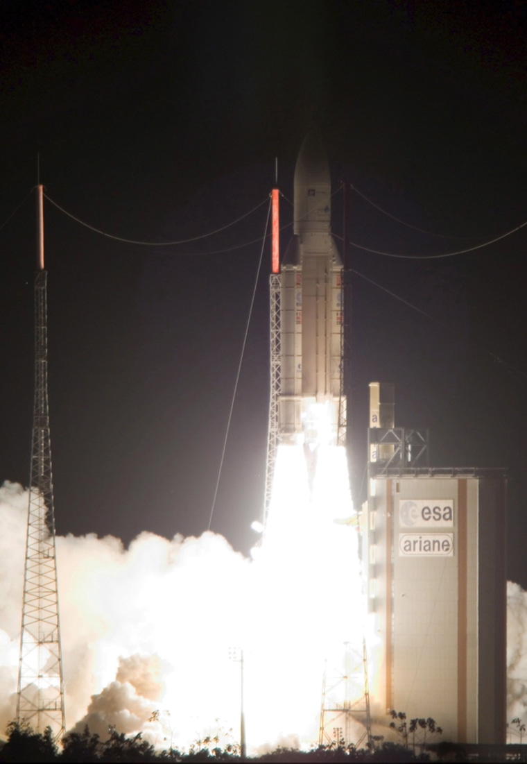 Image: Ariane 5 rocket lifting off from the Europe's Spaceport in French Guiana