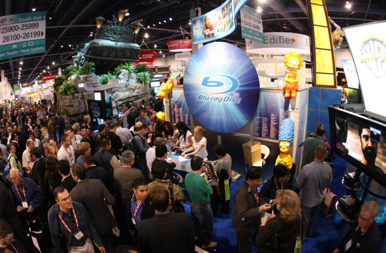 Image:  crowds converged on the Blu-ray Disc Association booth at the Consumer Electronics show