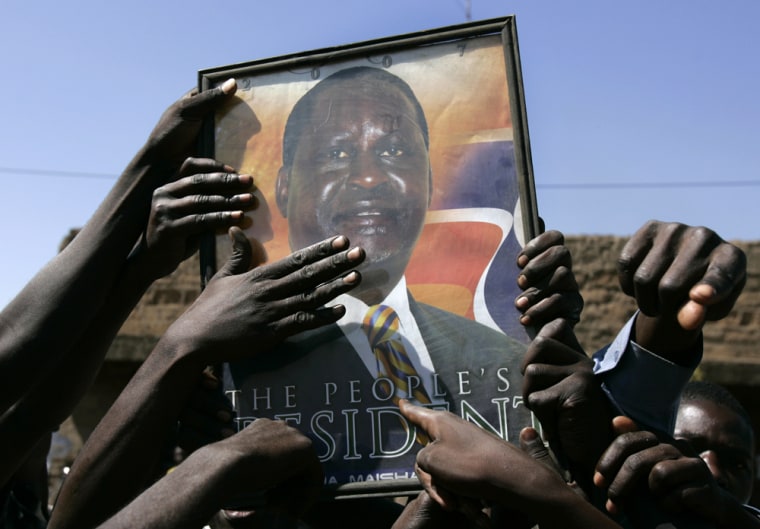 Supporters of opposition leader Raila Odinga demonstrate in Kisumu, western Kenya, on Wednesday.