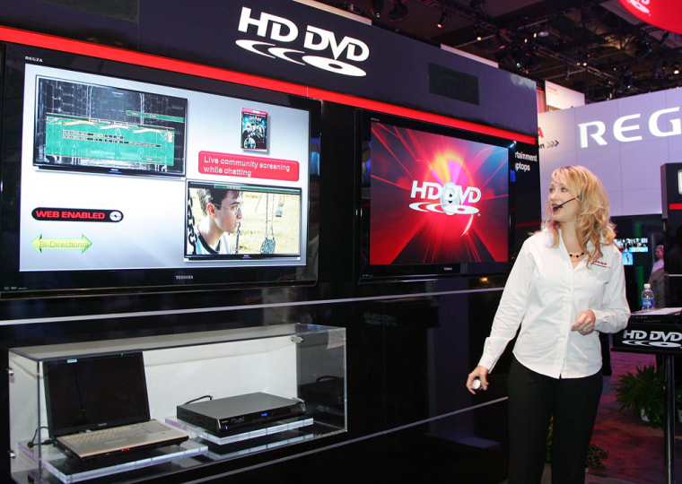 Image: Toshiba spokesperson Lori Leland gives a demonstration of HD DVD