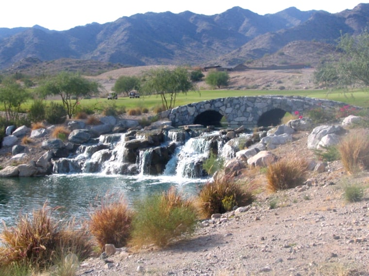 Image: waterfall at a golfcourse