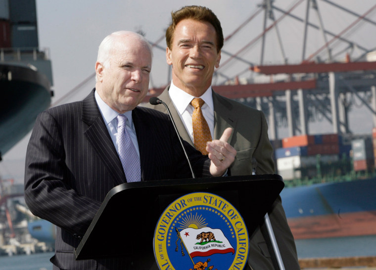 Image: John McCain and Arnold Schwarzenegger in Los Angeles, in February 2007.