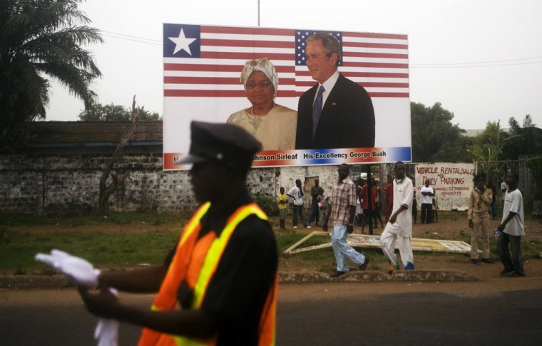 Image:xA billboard welcoming US President George Bush to Liberia