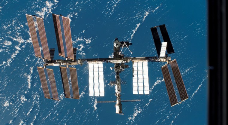 Image: The International Space Station on March 24, 2008  as seen from the US space shuttle Endeavour.