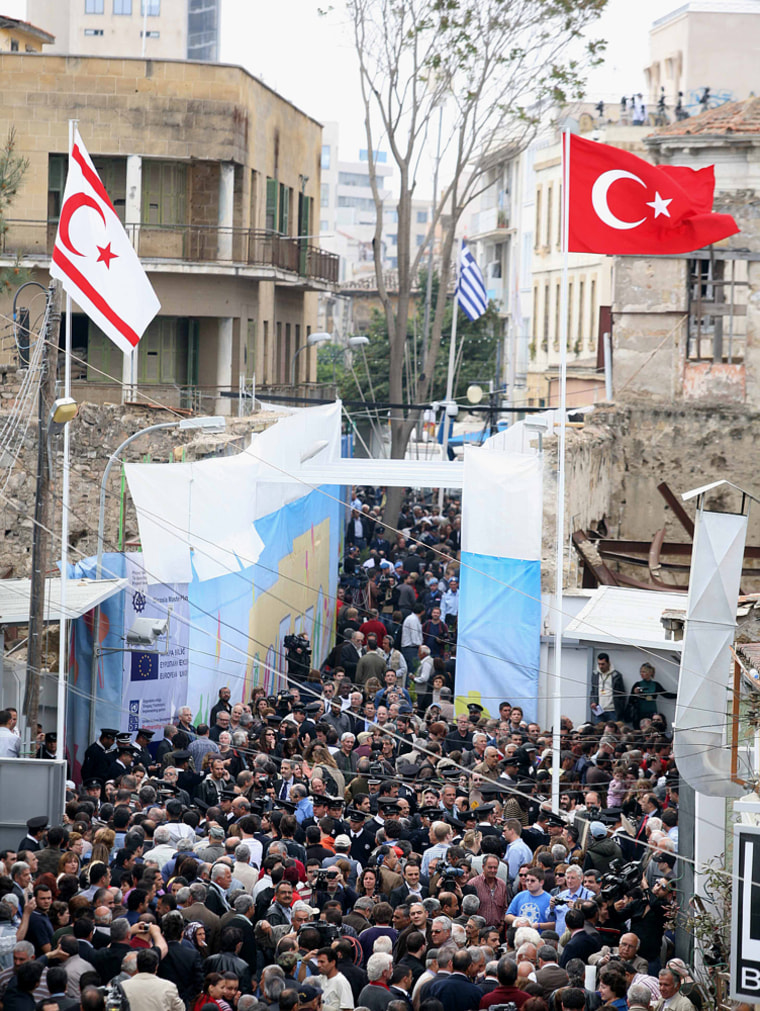 Image: Turkish people gather on Ledra street in Nicosia, Cyprus