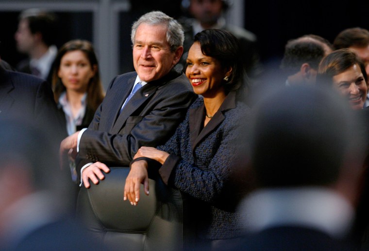 Image: President Bush and Secretary of State Rice at the NATO summit in Bucharest.