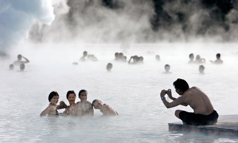 Image: Bathers pose for a photo