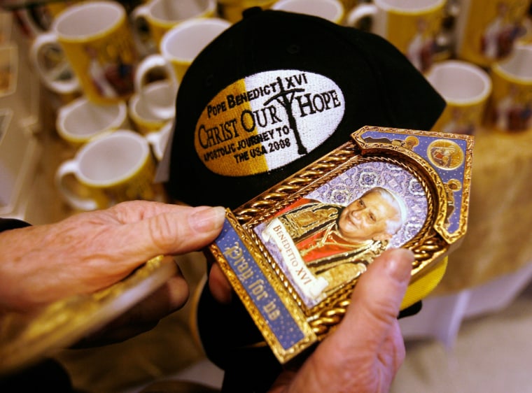 Image: Merchandise commemorating Pope Benedict XVI's upcoming visit.