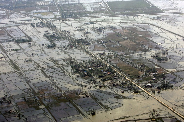 Image: An aerial view of devastation caused by the cyclone Nargis
