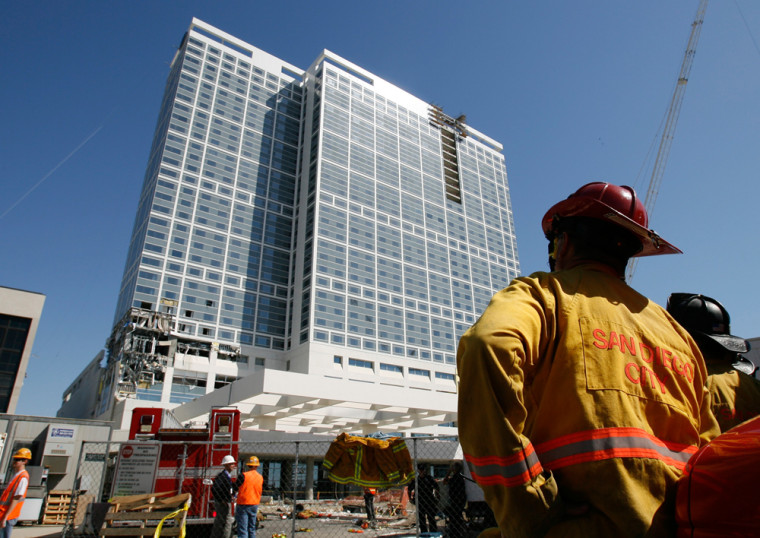 Image: Hilton Hotel where an explosion ripped through the floors in San Diego