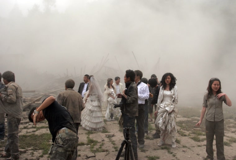 Image: Five couples were having wedding photos taken when the earthquake struck, and all escaped without injury
