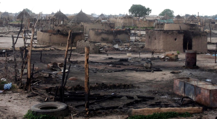 Image: The village of Abyei, Sudan, is seen mostly burned down