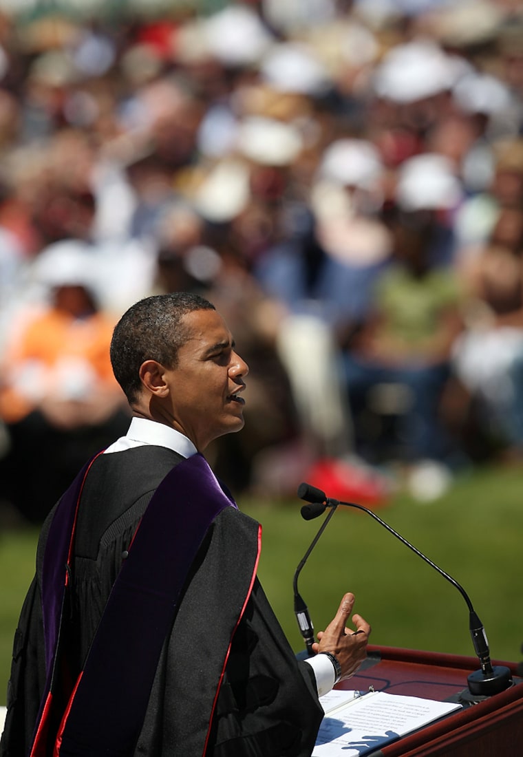 Image: Barack Obama gives commencement address at Wesleyan University
