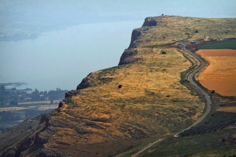 A View from the Arbel cliffs along the Jesus Trail in the Galilee in northern Israel is shown on Sunday, April 13, 2008. Two entrepreneurs have built the trail following in the footsteps of Jesus' travels with the hope of attracting thousands of pilgrims from around the world each year. (AP Photo/Dan Balilty)