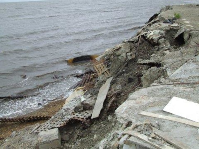Collapsed dock at Newtok, Alaska