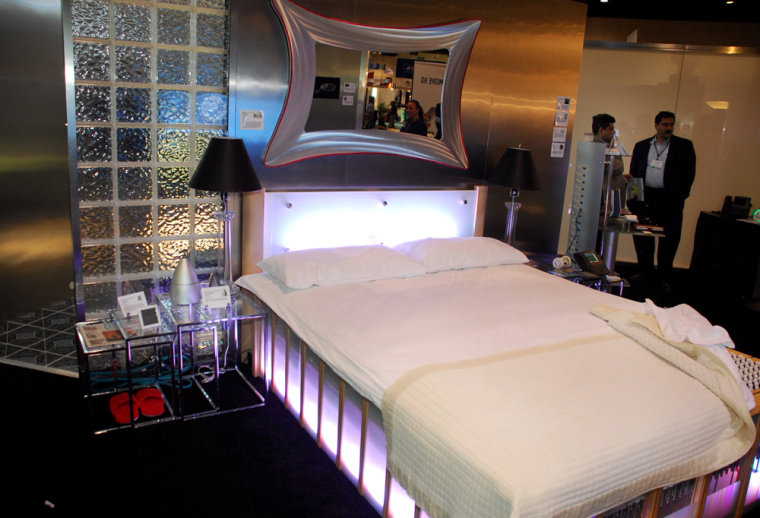 Using a system of linked rods and small caps instead of a mattress, the Ammique bed is one of nearly 60 cutting-edge amenities on display this week at HITEC, an annual conference for financial and technology professionals in the hospitality industry.
