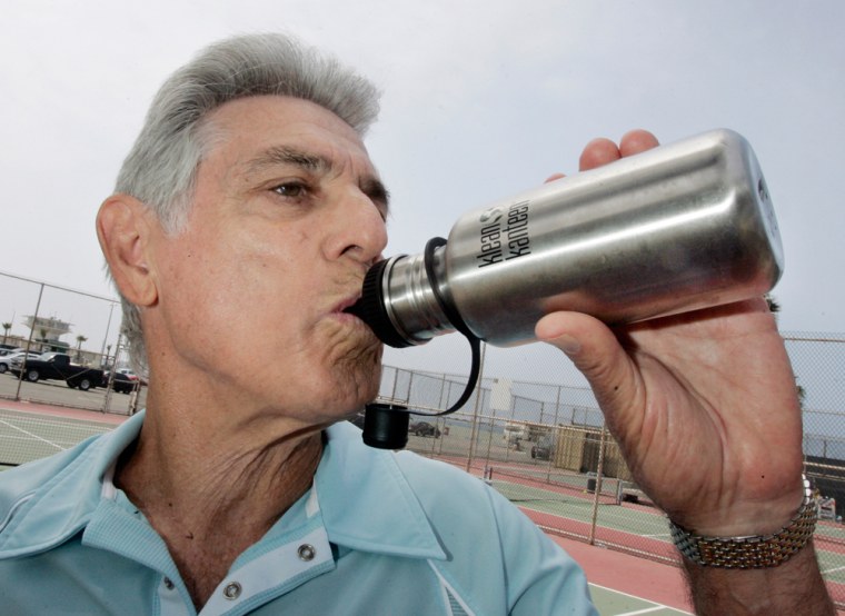 Image: Larry Tanen drinks water