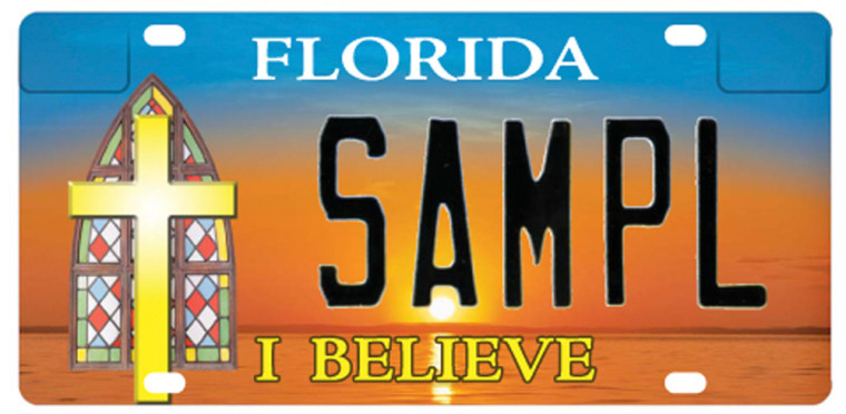 Image: \"I Believe\" license plate