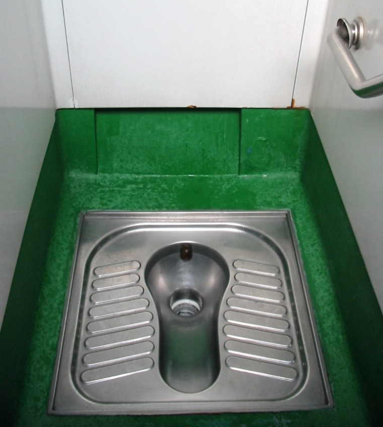 Image: A stainless steel squat toilet found in Victoria Park, Hong Kong