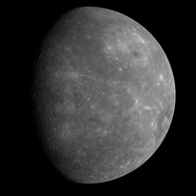 This image taken by NASA's MESSENGER probe reveals a first look at uncharted terrain on the planet Mercury after a Jan. 14, 2008 flyby. Credit: NASA/Johns Hopkins University Applied Physics Laboratory/Carnegie Institution of Washington