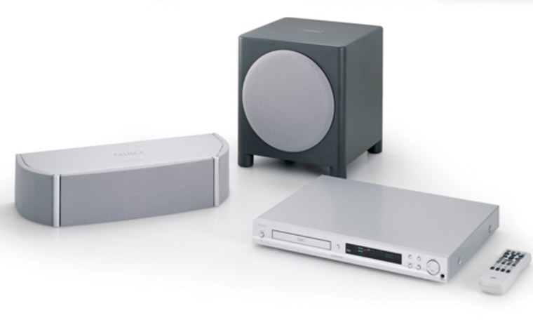 The Niro 1.1 Pro surround sound system, from left: the speaker enclosure, the subwoofer and the receiver.