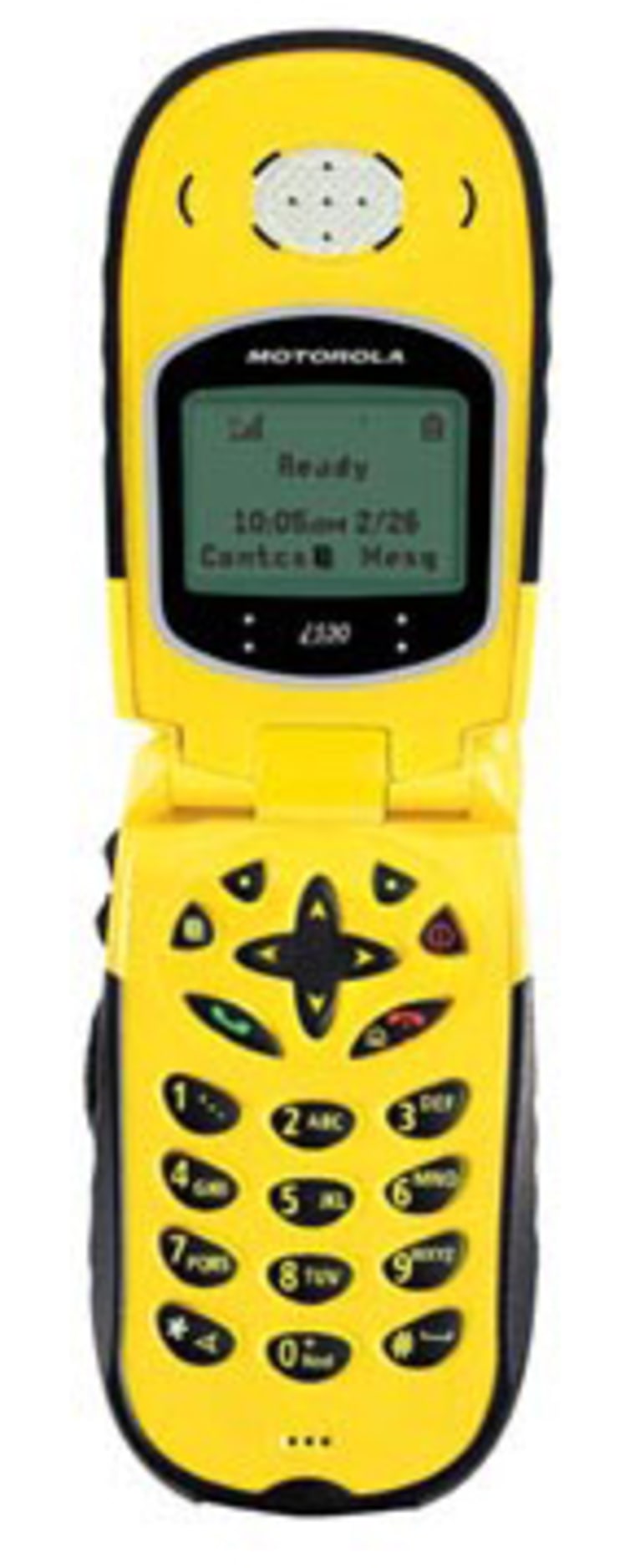 The i530 comes in either all black or bright yellow with the same black rubber covering.
