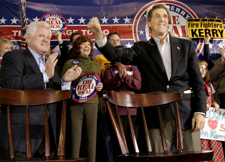 John Kerry Campaigns With Ted Kennedy In Iowa