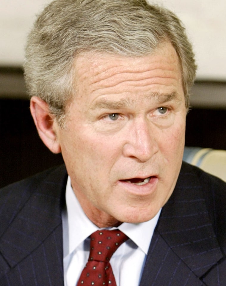 US PRESIDENT BUSH ANSWERS A QUESTION FROM THE PRESS