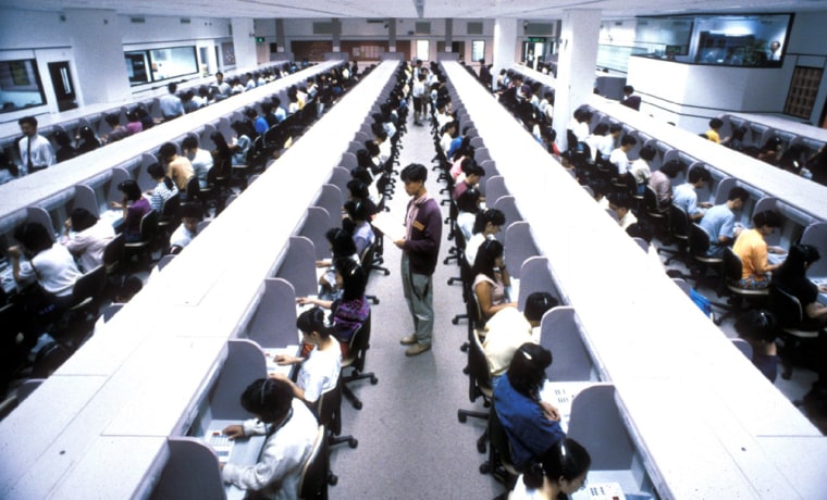 Operators at the Hong Kong Jockey Club's Telebet Center take horse racing bets from residents of the special administrative region of China. The phones are ringing less frequently these days, and Internet gambling is considered one of the chief culprits for the wagering decline.