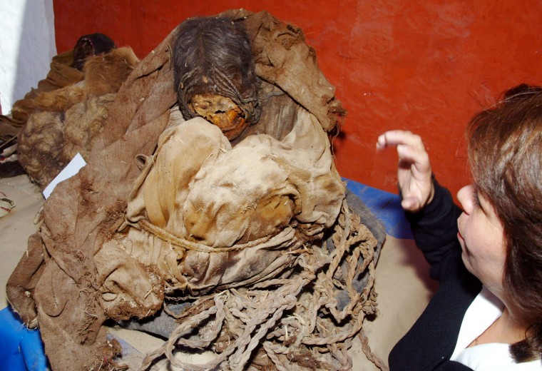 ONE OF THE TWO OLDEST MUMMIES EVER FOUND IN PERU IS SHOWN IN AREQUIPA