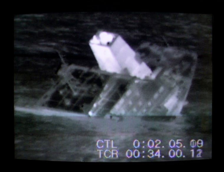 Infrared video shows the Bow Mariner, a commercial tanker carrying 3.5 million gallons of industrial ethanol, sinking after an exploison Saturday night off the coast of Virginia. 