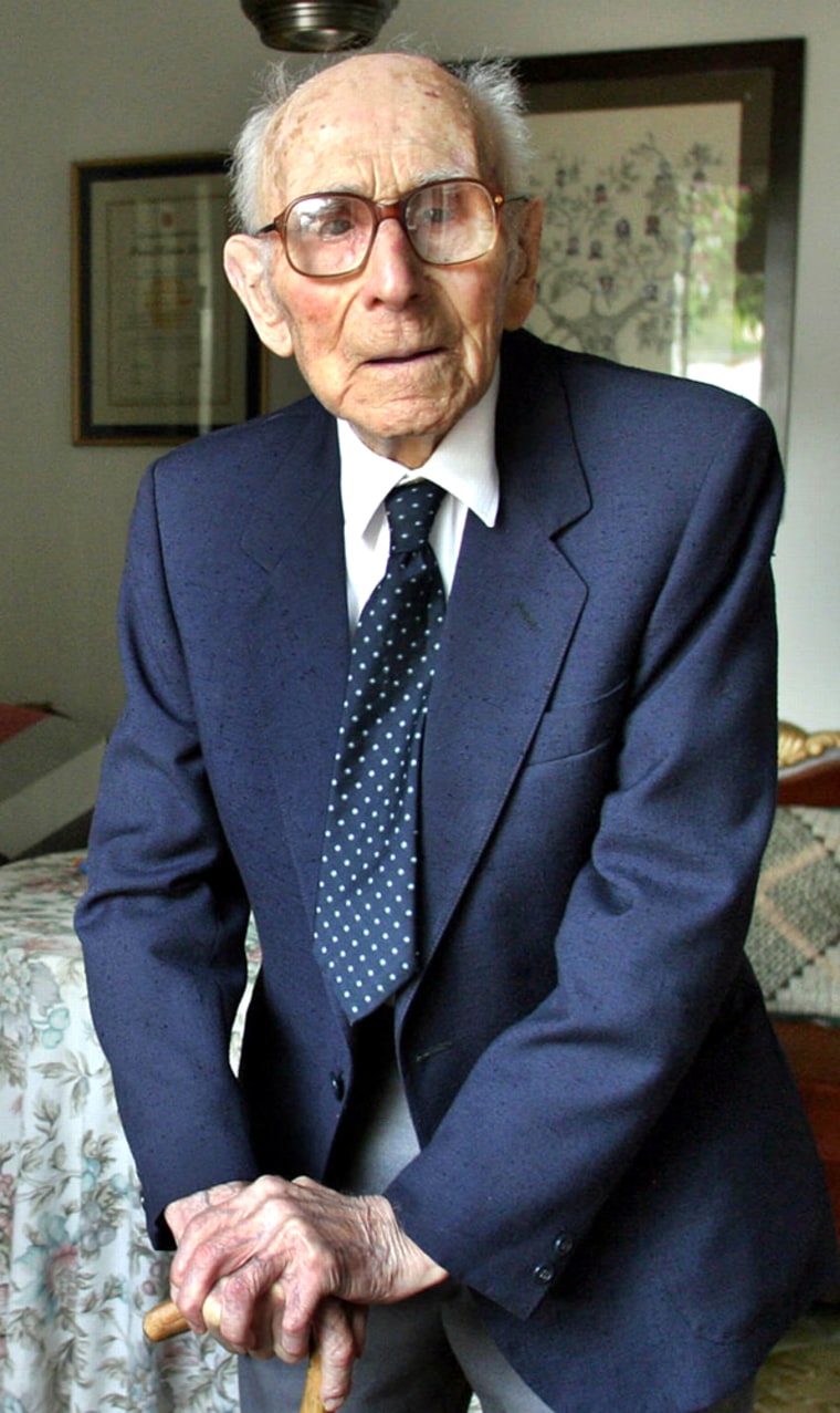 FILE PHOTOGRAPH SHOWS JOAN RIUDAVETS MOLL THE WORLD'S OLDEST MAN WHO DIED IN MENORCA