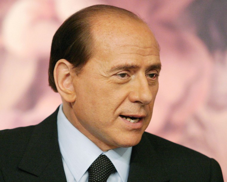Italian Prime Minister Silvio Berlusconi Holds Press Conference