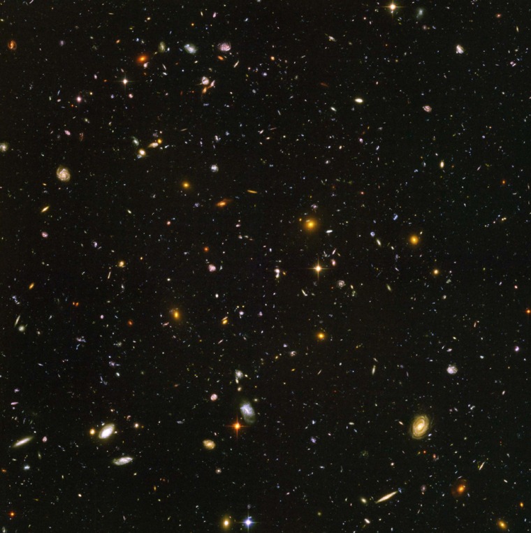 The Hubble Ultra Deep Field (HUDF) is a million-second-long exposure that reveals the first galaxies to have emerged from the so-called "dark ages" of the universe.