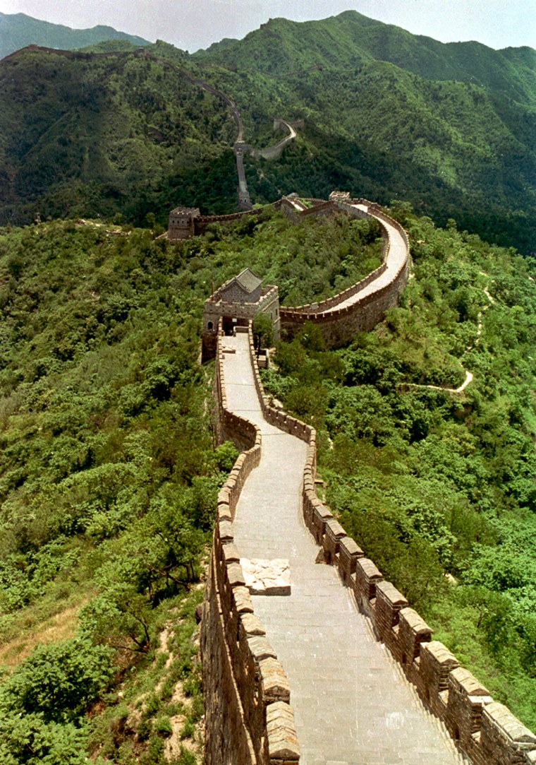 The Great Wall of China is deserted in Mutianyu, China on June 19, 1989. Tourism has been at a low at the Great Wall since the crackdown on student demonstrators in the capital. 