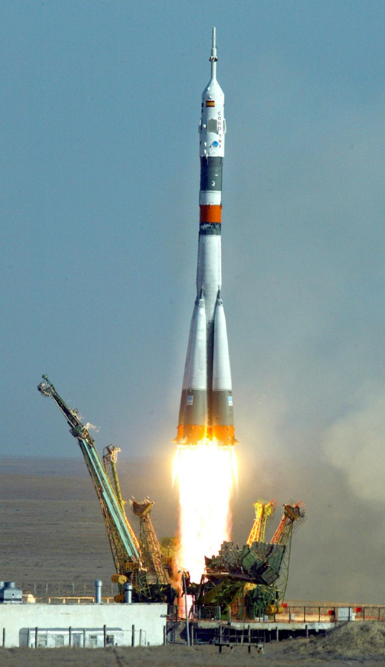 Until NASA's shuttles resume flying next year at the earliest, all crews and supplies are being transported to the international space station aboard Russian spacecraft, as is the case with this Soyuz rocket, which blasted off for the space station last fall.