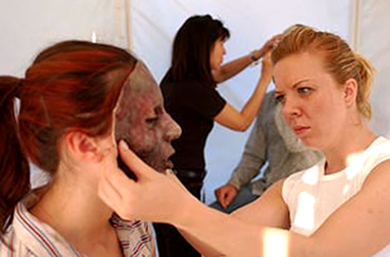 Zombie prep on the set of Dawn of the Dead remake.