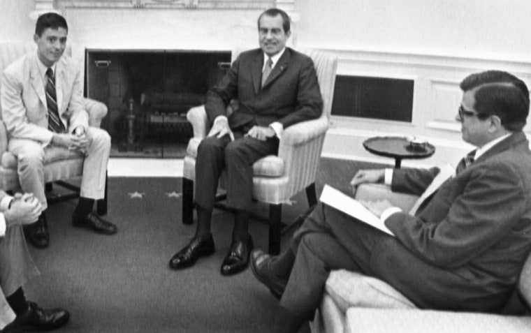 O’Neill in the Oval Office with Presiden Nixon and Colson.