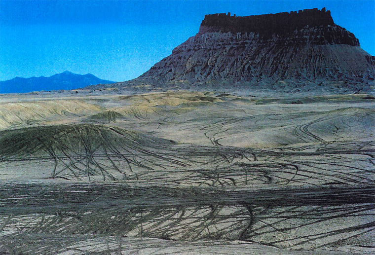 This is one of several photos introduced as evidence in the case before the Supreme Court. Conservationists say the tracks were made by off-road vehicles.