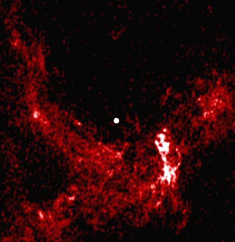 The Milky Way's nucleus, as seen with the Very Large Array. Sagittarius A*, the bright white dot at center, is thought to be the chaotic region surrounding our galaxy's central black hole. 