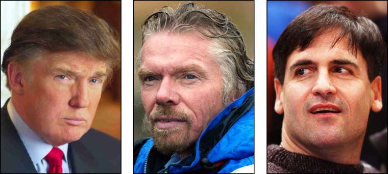 Sir Richard Branson, center, and Mark Cuban, right, hope to give Donald Trump's reality project "The Apprentice" a run for its money.