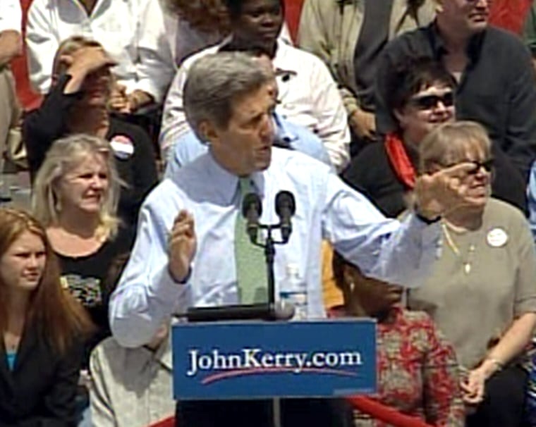 John Kerry campaigns Monday in Palm Beach, Fla.