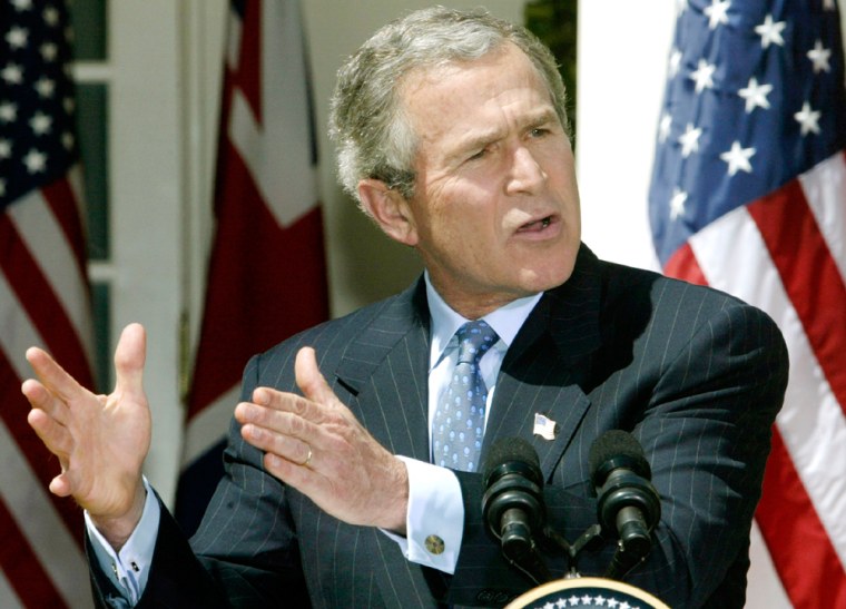 BUSH SPEAKS DURING JOINT STATEMENT WITH BLAIR AT WHITE HOUSE