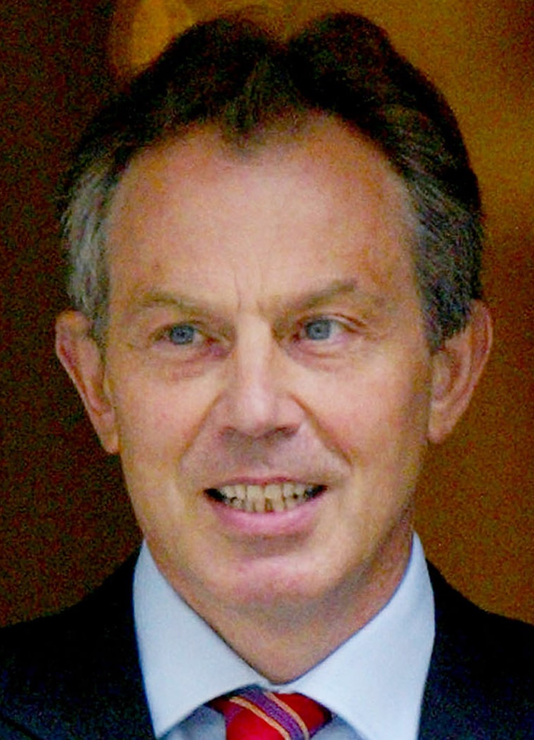 BRITAIN'S PRIME MINISTER BLAIR LEAVES DOWNING STREET IN LONDON