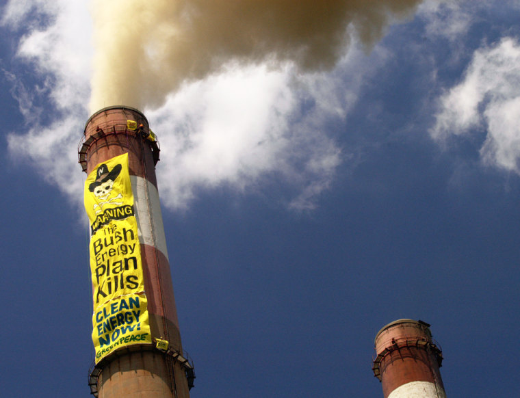 Greenpeace banner on Hatsfield Ferry