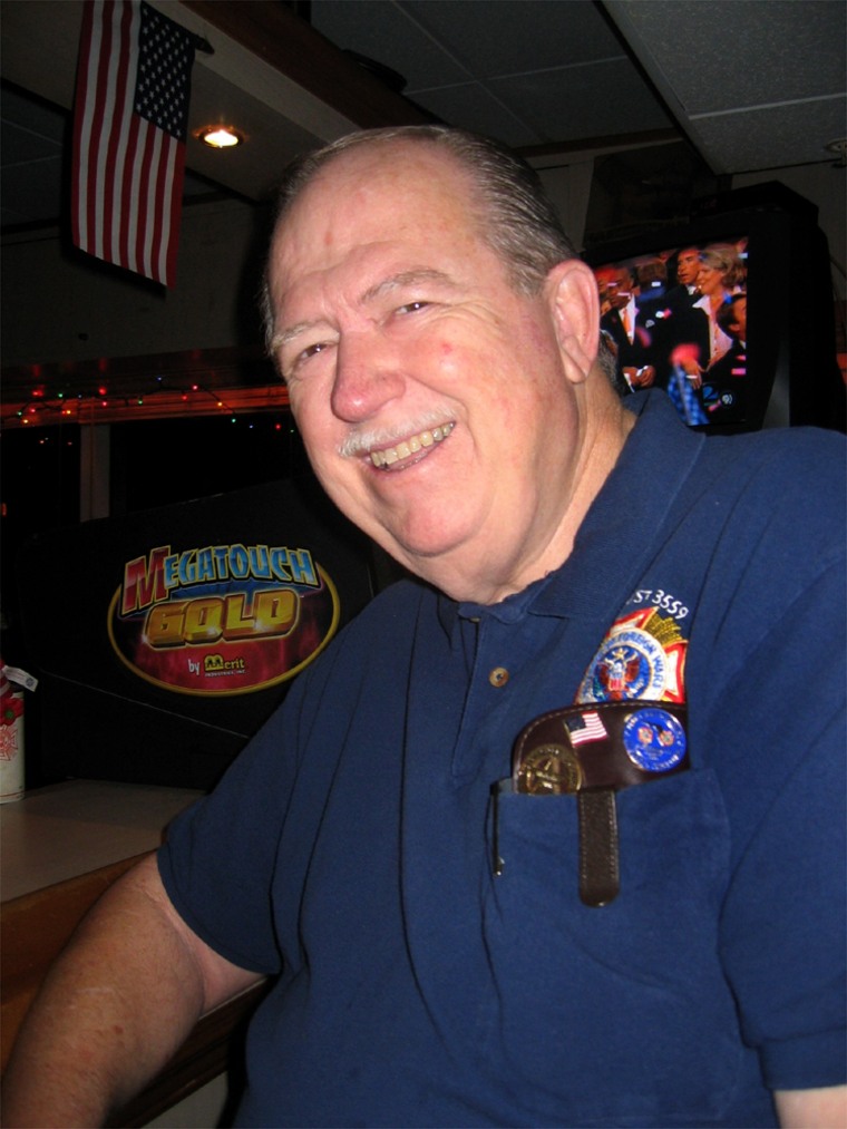 SLUG: NA/SPEECH. DATE: downloaded E-mail 07/30/2004 (mmm). CREDIT: Manuel Roig-Franzia / TWP. LOCATION: Miami Beach, FL. CAPTION: J. Doug Morris, 66, commander of the Veterans of Foreign Wars Post 3559 on Miami Beach, perked up John Kerry talked about lowering prescription drug costs, but he does not think that modern-day political conventions have anywhere near the relevance that they did when he was growing up.